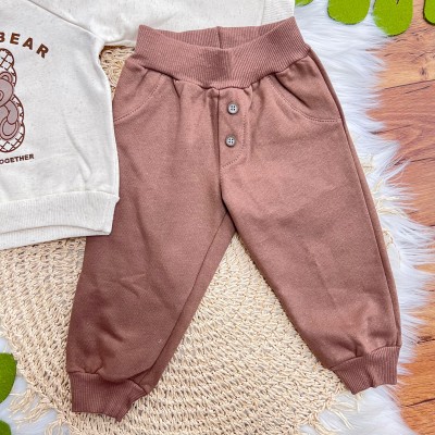 Conj. Casaco Friend Bear e Calça de Moletom - Areia e Marrom